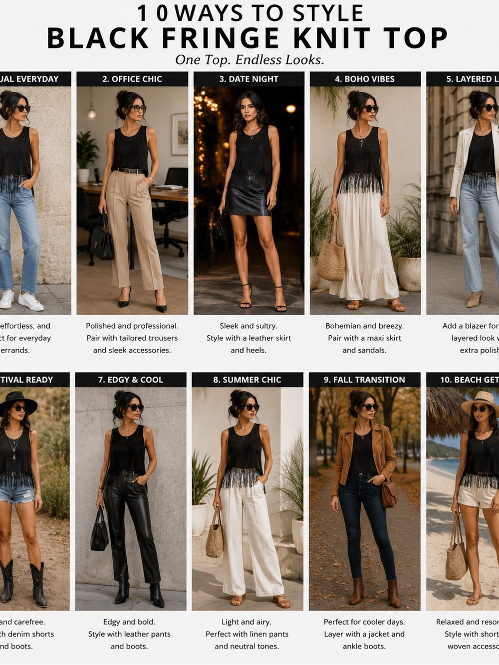 J.B.S. Black Fringe Knit Top